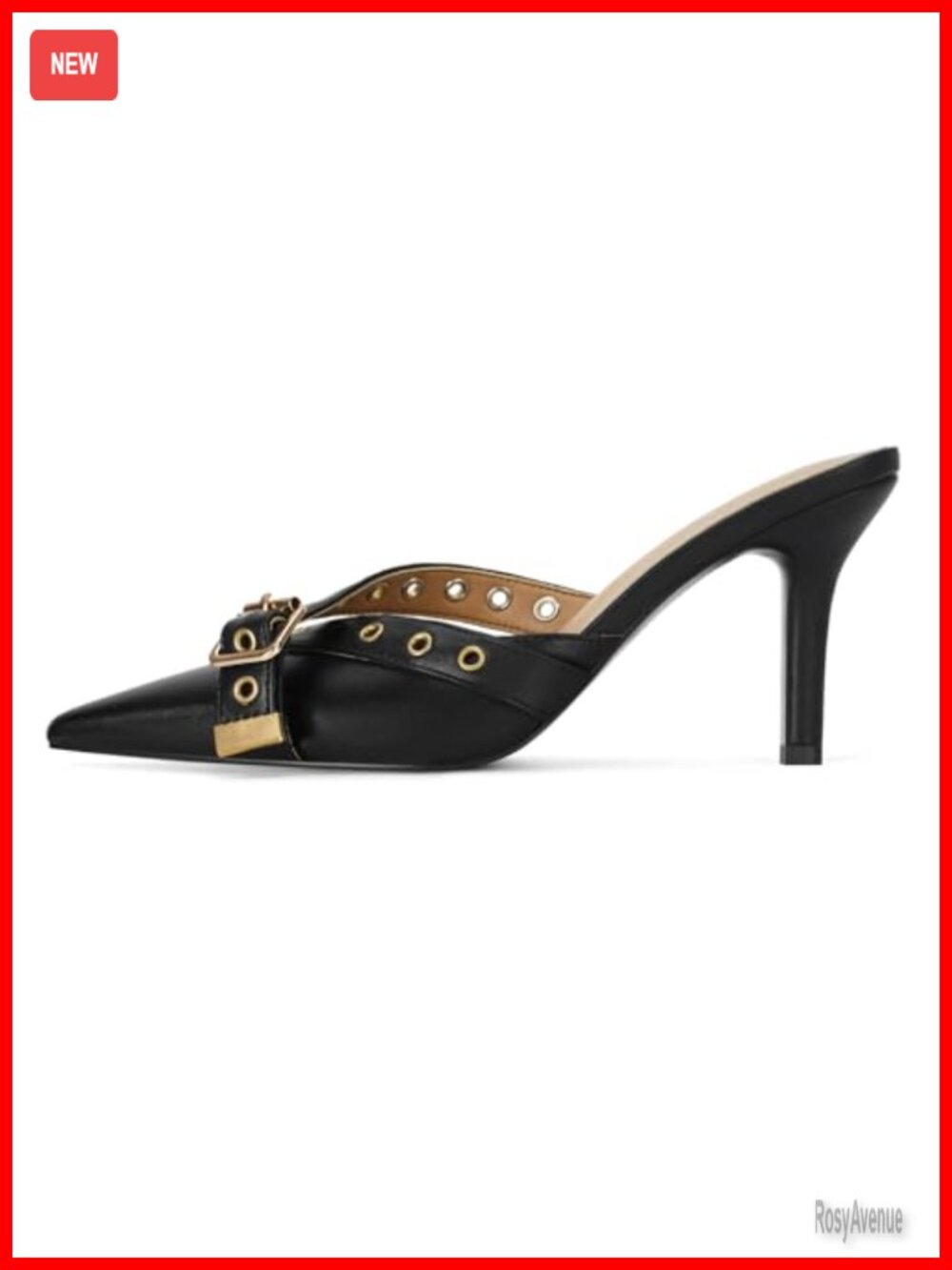 Kitten Heel Pointed Toe Mule Vegan Leather Bow Studded Slip On Pump